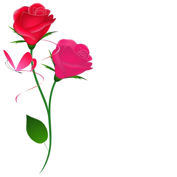 Fondo Floral Con Dos Rosas Mariposa — Archivo Imágenes Vectoriales