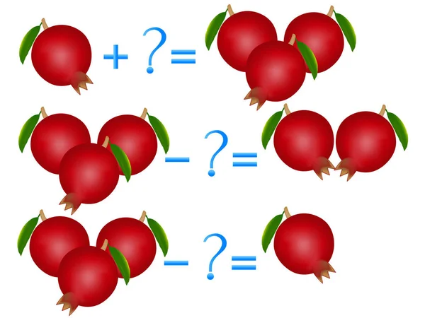 Wirkungsverhältnis Von Addition Und Subtraktion Beispiele Mit Granaten Lernspiele Für — Stockvektor