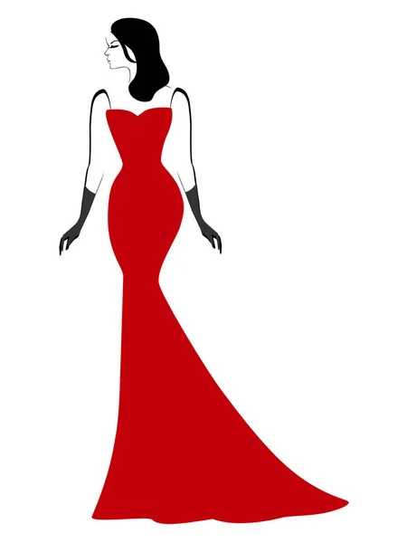 Дівчина Довгій Червоній Сукні — стоковий вектор
