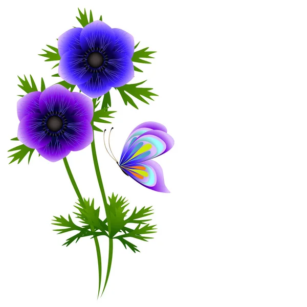 Цветочный Фон Анемонами Бабочкой Элемент Дизайна — стоковый вектор