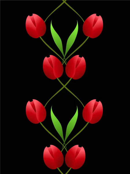 Modèle Vertical Sans Couture Avec Des Tulipes Rouges Sur Fond — Image vectorielle