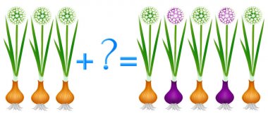 Ayrıca, bitki soğan örneklerle eylem ilişkisi. Çocuklar için eğitici bir oyun.