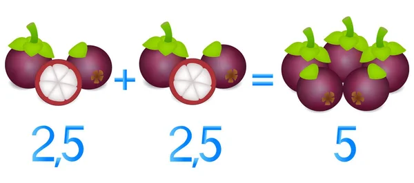 Juegos Matemáticos Para Niños Estudie Los Números Las Fracciones Ejemplo — Vector de stock