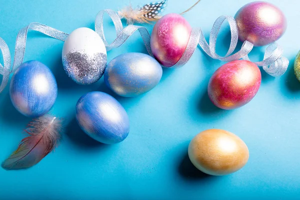 Счастливой Пасхи Пасхальные Яйца Пасхальный Фон Цветные Пасхальные Яйца — стоковое фото