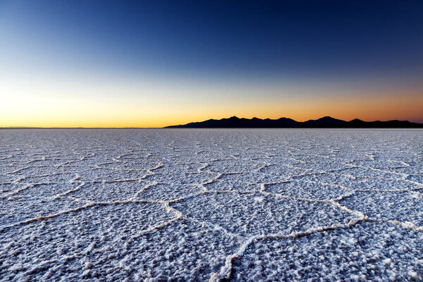 Sunrise at the Salar de Uyuni in Bolivia, South America