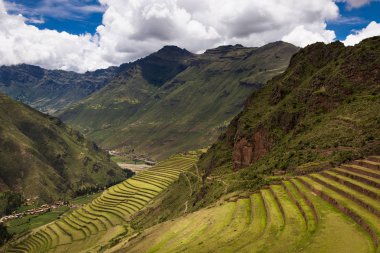 Pisac, Cuzco, Peru yakınındaki Inca Harabeleri.