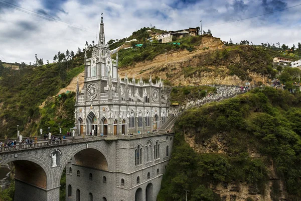 Перегляд Las Lajas святилище (Santuario de Las Lajas) в Ipiales, Колумбія. — стокове фото