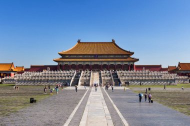 Görünümünü Hall yüksek uyum içinde yasak şehir, Beijing, Çin.