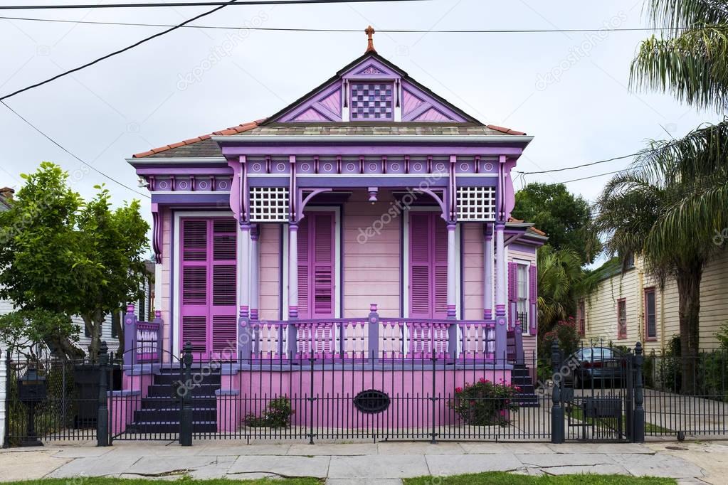 Colorful old house in the Marigny neighborhood in the city of New Orleans