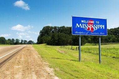 Mississippi State hoş geldiniz bizi Highway 61 ABD boyunca işareti