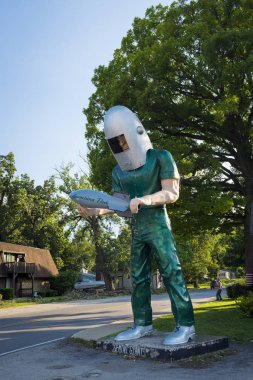 İkizler dev heykelin içinde bize Route 66 Wilmington, Illinois, ABD