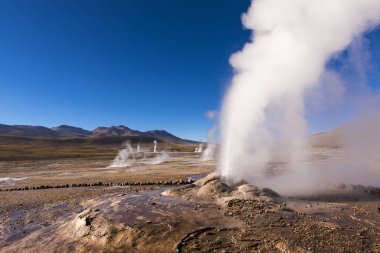 Atacama Çölü'nde Geysers del Tatio alanında Şofben patlayan faaliyet