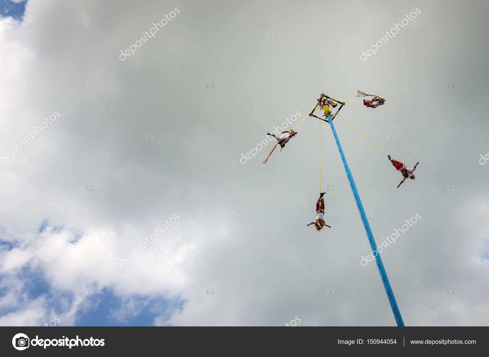 man performing the dance of the flyers danza de los voladores in the dance of the flyers