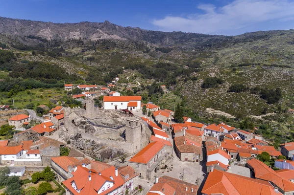 Havadan görünümü, tarihi köy, Castelo Novo Portekiz — Stok fotoğraf
