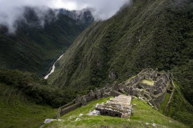 The Inca ruins of Winay Wayna and the surrounding valley, along the Inca Trail to Machu Picchu in Peru clipart