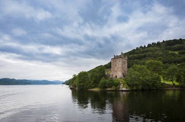 The Urquhart Castle in the banks of the Loch Ness, in Scotland, United Kingdom clipart