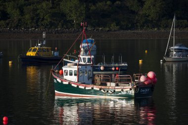 Skye ada İskoçya'da Portree şehir limanında tekneler