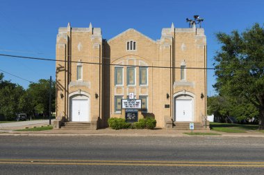 Texas, Amerika Birleşik Devletleri - 11 Haziran 2014: Cephe Devlet Texas, ABD küçük bir kırsal kasabada bir Birleşik Metodist Kilisesi