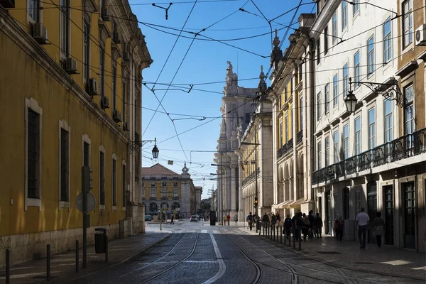 Lisboa Portugal Octubre 2017 Escena Callejera Centro Baixa Lisboa Con —  Fotos de Stock