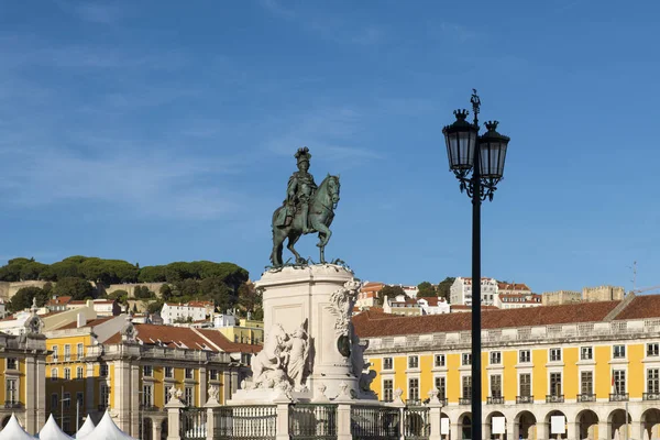 Weergave Van Overleden Jose Statue Het Plein Van Comercio Praca — Stockfoto