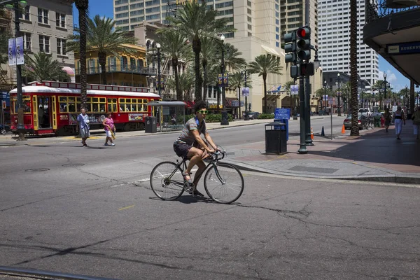 New Orleans Louisiana Junho 2014 Cena Rua Canal Street Com — Fotografia de Stock