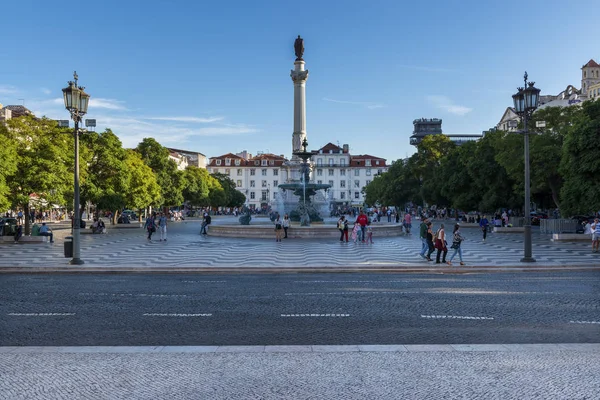 Lisboa Portugal Octubre 2017 Vista Plaza Rossio Centro Pombalino Ciudad —  Fotos de Stock