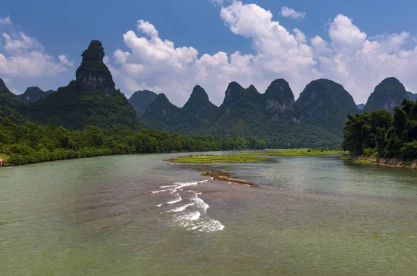 Syn Floden Och Omgivande Bergen Nära Yangshuo Kina Asien Koncept — Stockfoto
