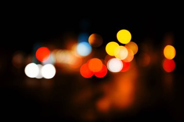 Arka plan renkli şehir ışıkları gece Lizbon, Portekiz