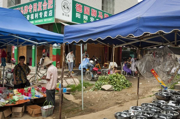 Фулі Село Yangshuo Гуансі Китай Серпня 2012 Перегляд Вулиці Ринку — стокове фото