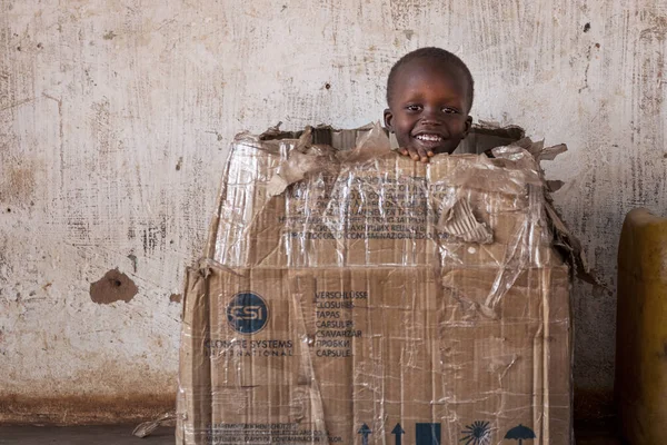 Nhacra República Guiné Bissau Janeiro 2018 Retrato Menino Brincando Uma — Fotografia de Stock