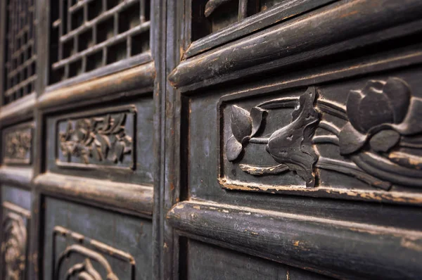 Detalle Hermosa Puerta Madera Gran Mezquita Ciudad Xian China — Foto de Stock