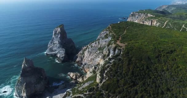 Veduta Aerea Drone Della Bellissima Spiaggia Ursa Praia Ursa Sintra — Video Stock
