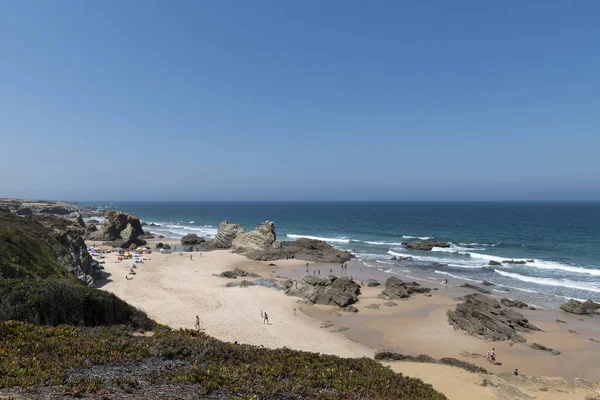 Personas Playa Durante Verano Porto Covo Alentejo Portugal — Foto de Stock