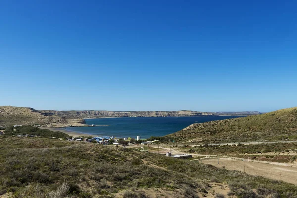 Vista Ciudad Puerto Piramides Península Valdés Argentina América Del Sur —  Fotos de Stock