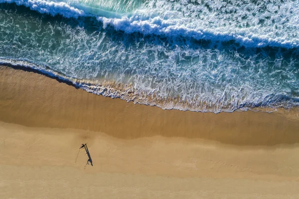 Aerial View Wave Breaking Shore Comporta Beach Portugal Fisherman Beach — Stock Photo, Image