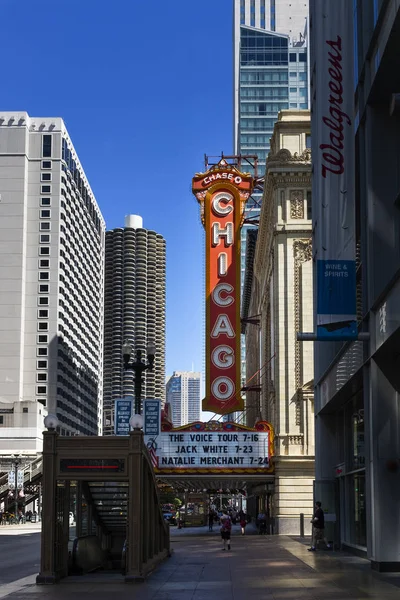 Chicago Illinois Usa 2014 Július Chicago Színház Hirdetőtáblája Chicago Városában — Stock Fotó