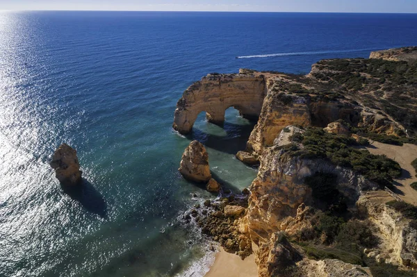 Aerial View Praia Marinha Marinha Beach Beautiful Coast Lagoa Algarve — Stock Photo, Image