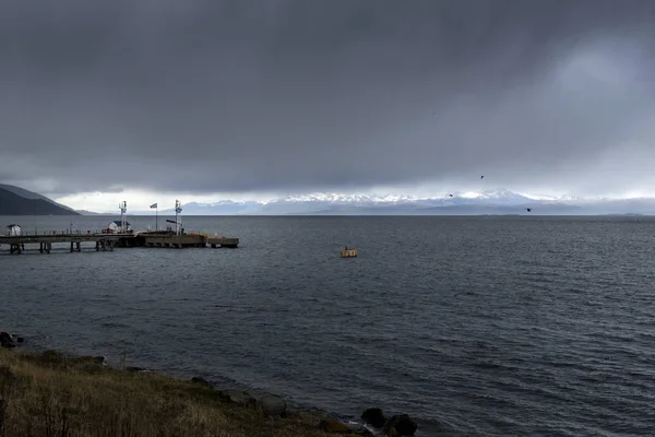 Vista Del Canal Beagle Desde Puerto Ciudad Ushuaia Terra Del — Foto de Stock