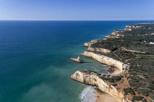 Aerial Drone Photo Beautiful Coastline Porches Beaches Armacao Pera Algarve — Stock Photo, Image