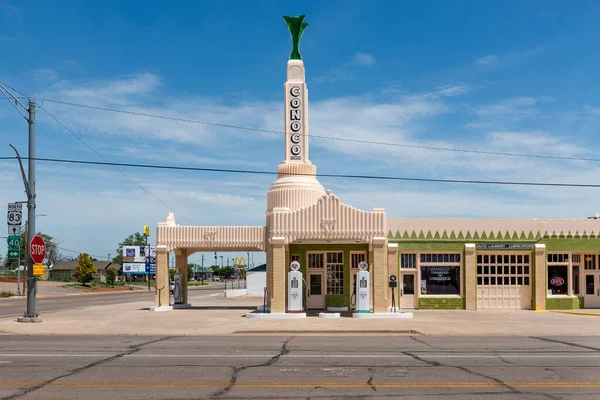 Shamrock Texas Julio 2014 Hermoso Edificio Art Deco Gasolinera Drop — Foto de Stock