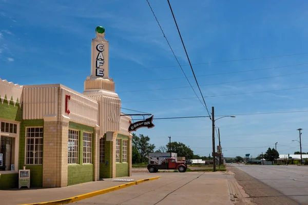 Shamrock Texas Julio 2014 Hermoso Edificio Art Deco Gasolinera Drop — Foto de Stock