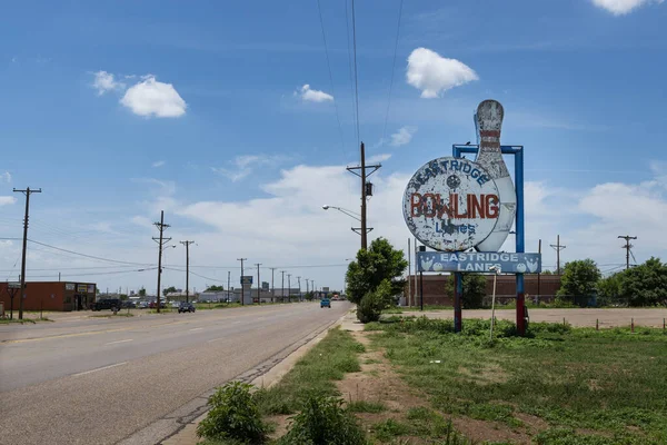 Amarillo Texas Usa Juli 2014 Anslagstavlan För Bowlingbanorna Eastridge Längs — Stockfoto