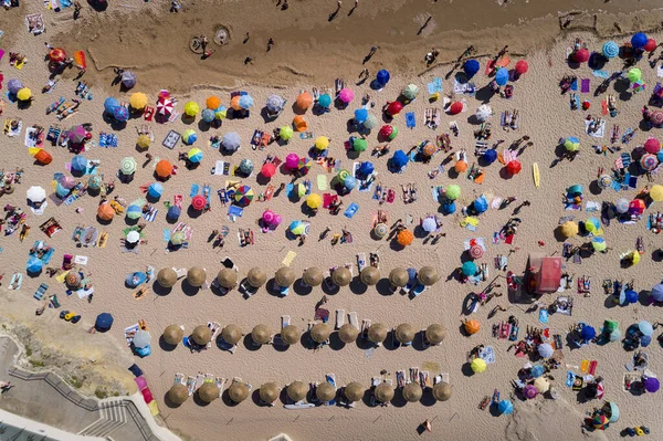 Carcavelos Portugalsko Srpna 2018 Letecký Pohled Dav Lidí Letním Dni — Stock fotografie