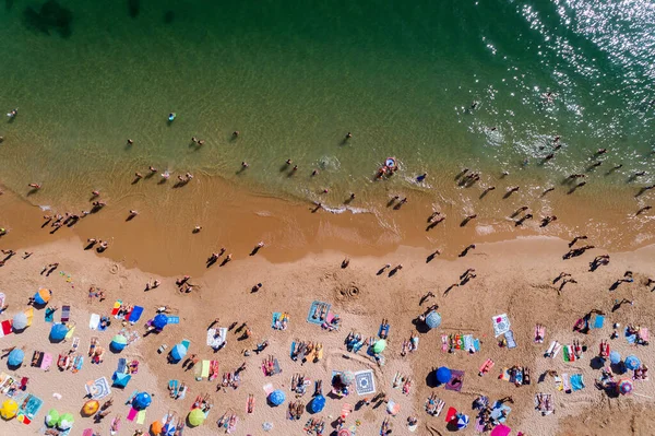 Carcavelos Portugalsko Srpna 2018 Letecký Pohled Dav Lidí Letním Dni — Stock fotografie