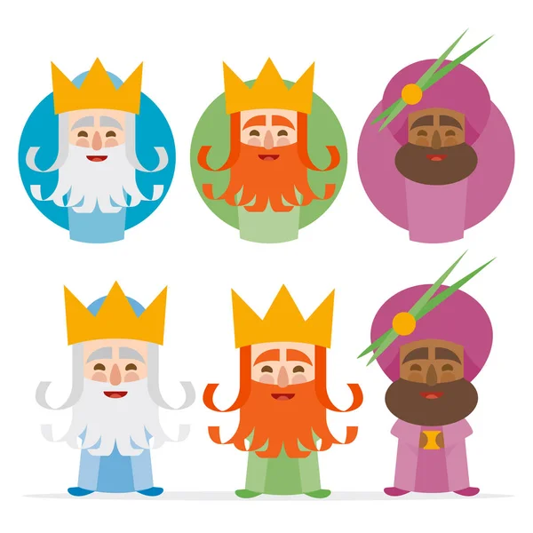 Három királyok a keleti, fehér alapon. — Stock Vector