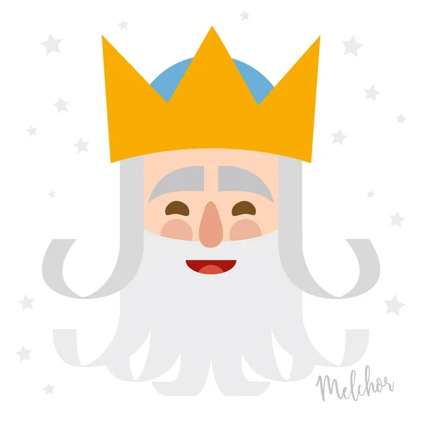 Rey Melchior. tarjeta de Navidad — Vector de stock