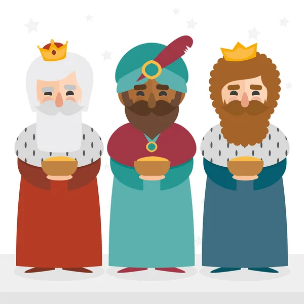 Tres reyes de oriente aislados . — Vector de stock