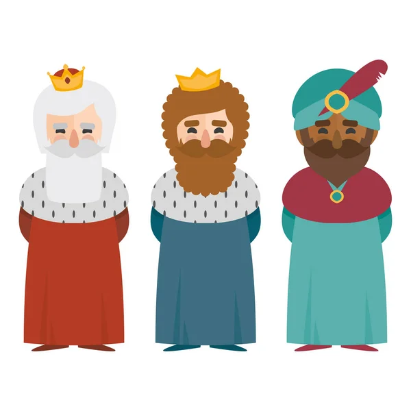 Tres reyes de oriente aislados . — Vector de stock