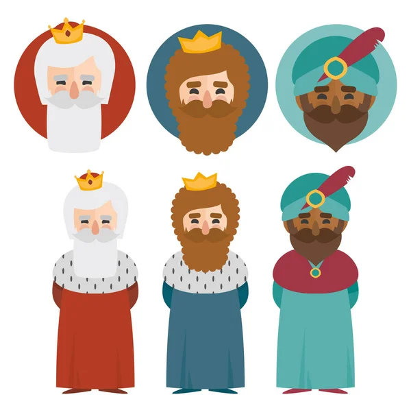 Tres reyes de oriente aislados . — Vector de stock