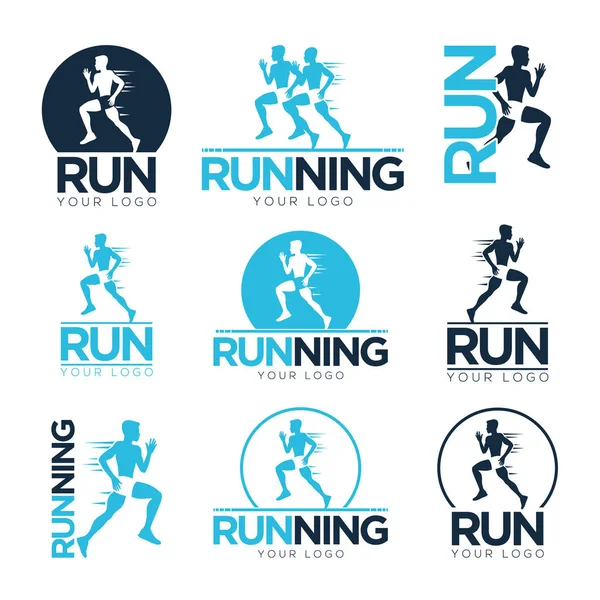 Conjunto de plantillas de logotipo del club de running — Archivo Imágenes Vectoriales